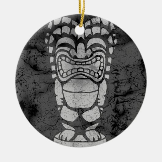 Makapuu Beach Hawaiian Laughing Tiki Batik Keramikornament (Vorne)
