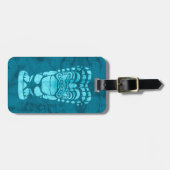 Makapuu Strand hawaiischer lachender Tiki Batik Gepäckanhänger (Vorderseite horizontal)