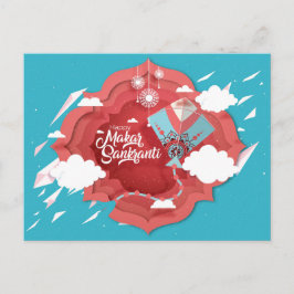 Makar Sankranti, blau und rot Einladungspostkarte