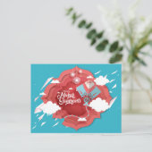 Makar Sankranti, blau und rot Einladungspostkarte (Stehend Vorderseite)