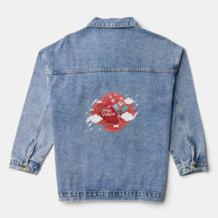 Makar Sankranti, blau und rot Jeansjacke