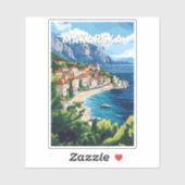 Makarska Croatia Illustration Reisen Vintag Aufkleber (Blatt)