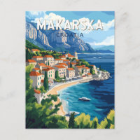 Makarska Croatia Illustration Reisen Vintag