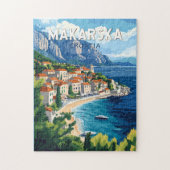 Makarska Croatia Illustration Reisen Vintag Puzzle (Vertikal)