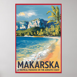 Makarska Kroatien Reise Kunst Vintage Poster