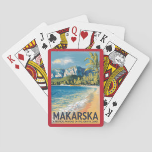 Makarska Kroatien Reise Kunst Vintage Spielkarten
