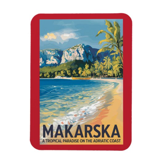 Makarska Kroatien Reisen Kunst Vintag Magnet (Vertikal)