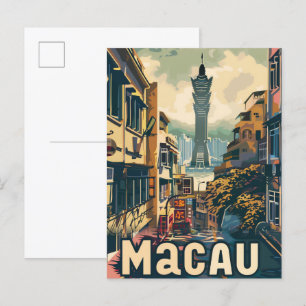 Makau China Vintag Retro Reisevorführung Postkarte