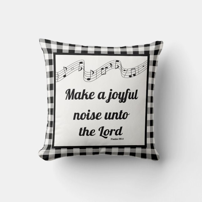 Make a joyful noise buffalo plaid Throw Pillow Kissen (Vorderseite)