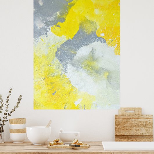 'Make a Mess' Graue und gelbe Abstrakte Art Poster (Küche)
