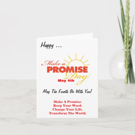 Make A Promise Day Greeting Card - Blank Inside Karte (Vorderseite)