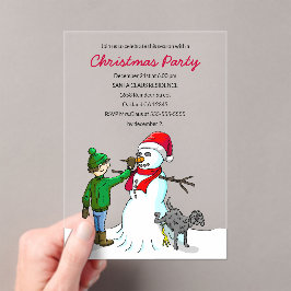 Make a Snowman on a Christmas Party Invitation Acryleinladungen
