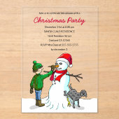 Make a Snowman on a Christmas Party Invitation Acryleinladungen (Vorderseite)