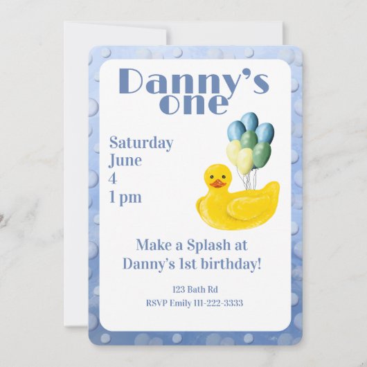 Make a Splash Rubber Duck 1st Birthday Invitation Einladung (Vorderseite)