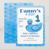 Make a Splash Rubber Duck 1st Birthday Invitation Einladung (Vorne/Hinten)
