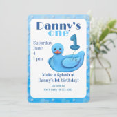 Make a Splash Rubber Duck 1st Birthday Invitation Einladung (Stehend Vorderseite)