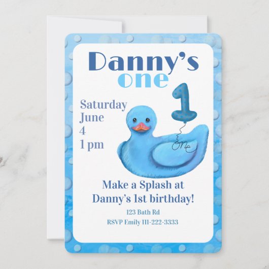 Make a Splash Rubber Duck 1st Birthday Invitation Einladung (Vorderseite)