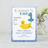 Make a Splash Rubber Duck 1st Birthday Invitation Einladung (Stehend Vorderseite)