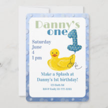 Make a Splash Rubber Duck 1st Birthday Invitation