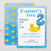 Make a Splash Rubber Duck 2nd Birthday Invitation Einladung (Vorne/Hinten)
