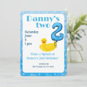 Make a Splash Rubber Duck 2nd Birthday Invitation Einladung (Stehend Vorderseite)