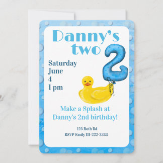 Make a Splash Rubber Duck 2nd Birthday Invitation Einladung