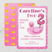 Make a Splash Rubber Duck 2nd Birthday Invitation Einladung (Vorne/Hinten)