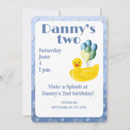 Make a Splash Rubber Duck 2nd Birthday Invitation Einladung