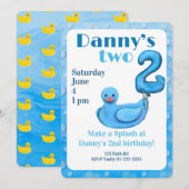Make a Splash Rubber Duck 2nd Birthday Invitation Einladung (Vorne/Hinten)