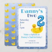 Make a Splash Rubber Duck 2nd Birthday Invitation Einladung (Vorne/Hinten)