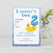 Make a Splash Rubber Duck 2nd Birthday Invitation Einladung (Stehend Vorderseite)