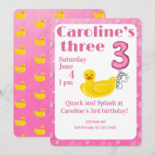 Make a Splash Rubber Duck 3rd Birthday Invitation Einladung (Vorne/Hinten)