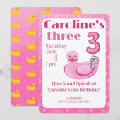 Make a Splash Rubber Duck 3rd Birthday Invitation Einladung (Vorne/Hinten)