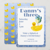 Make a Splash Rubber Duck 3rd Birthday Invitation Einladung (Vorne/Hinten)