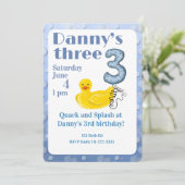 Make a Splash Rubber Duck 3rd Birthday Invitation Einladung (Stehend Vorderseite)
