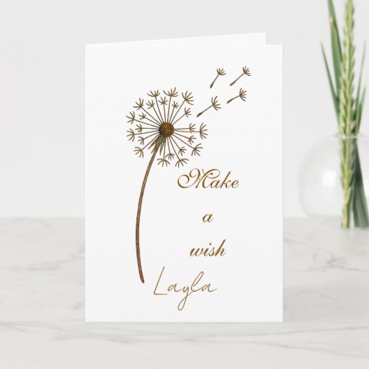 Make a Wish Custom Text Dandelion Karte (Vorderseite)