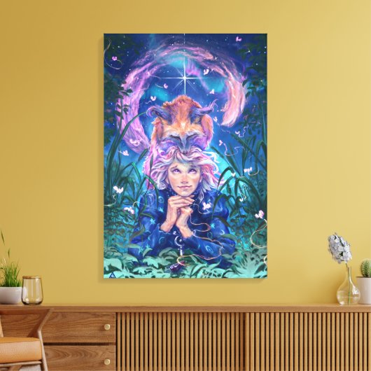 Make a wish with Magicfox- fantasy art Leinwanddruck (Insitu (Wohnzimmer))