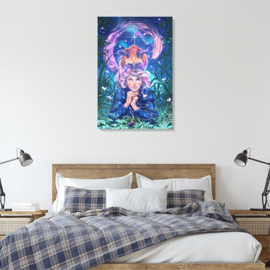 Make a wish with Magicfox- fantasy art Leinwanddruck (Insitu (Schlafzimmer))