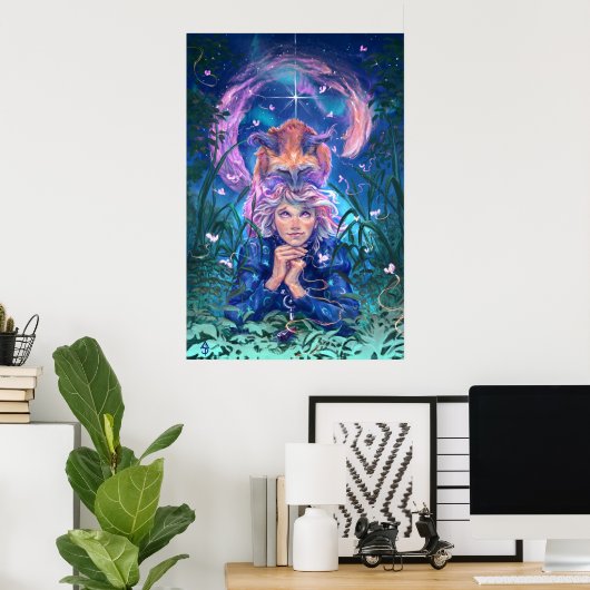 Make a wish with Magicfox- fantasy art Poster (Heimbüro)