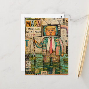 Make Algae Great Again Mixed Media Lustige Collage Postkarte