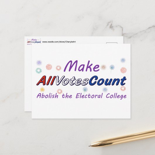 Make All Votes Count Postkarten (Vorderseite/Rückseite Beispiel)