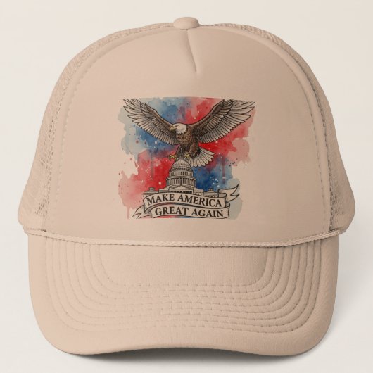 Make America Great Again Bold Eagle Art Cap Truckerkappe (Vorderseite)
