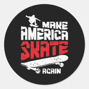 Make America Skate Again Skateboard Skateboarding Runder Aufkleber