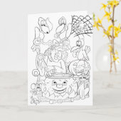 Make and color your own Halloween card Karte (Gelbe Blume)