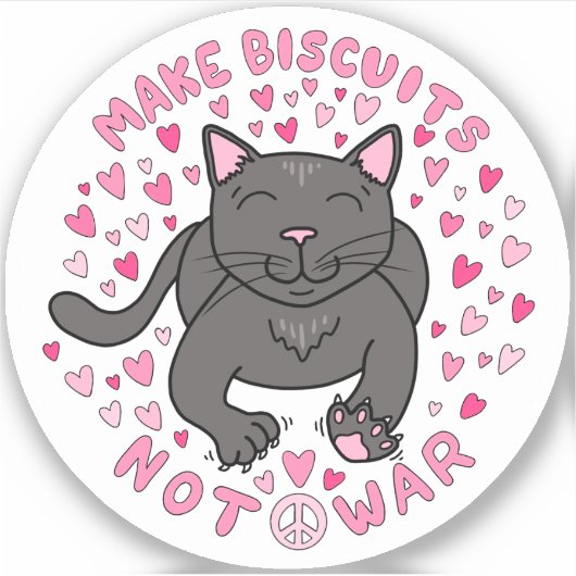 Make Biscuits, Not War Kitty Vinyl Sticker (Vorderseite)