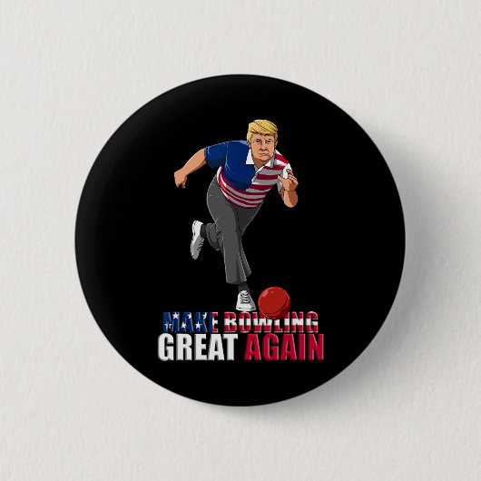 Make Bowling Great Again - Funny Trump Bowling Gif Button (Vorderseite)