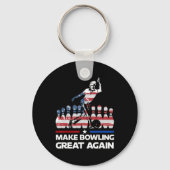 Make Bowling Great Again Funny Trump Us Flag Bowli Schlüsselanhänger (Vorderseite)