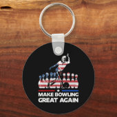Make Bowling Great Again Funny Trump Us Flag Bowli Schlüsselanhänger (Vorderseite)