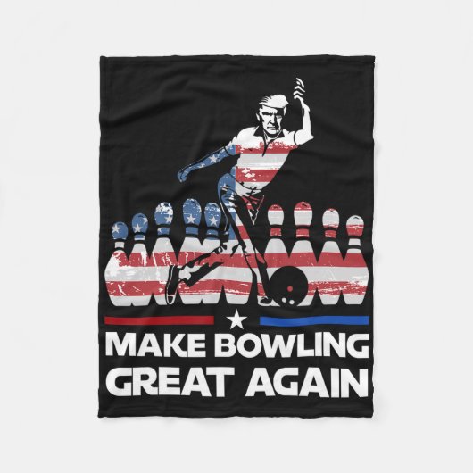 Make Bowling Great Again Lustig Trump Us Flag Bowl Fleecedecke (Vorderseite)