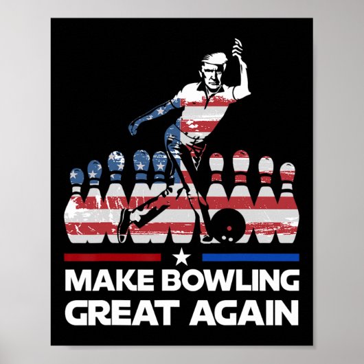 Make Bowling Great Again Lustig Trump Us Flag Bowl Poster (Vorne)